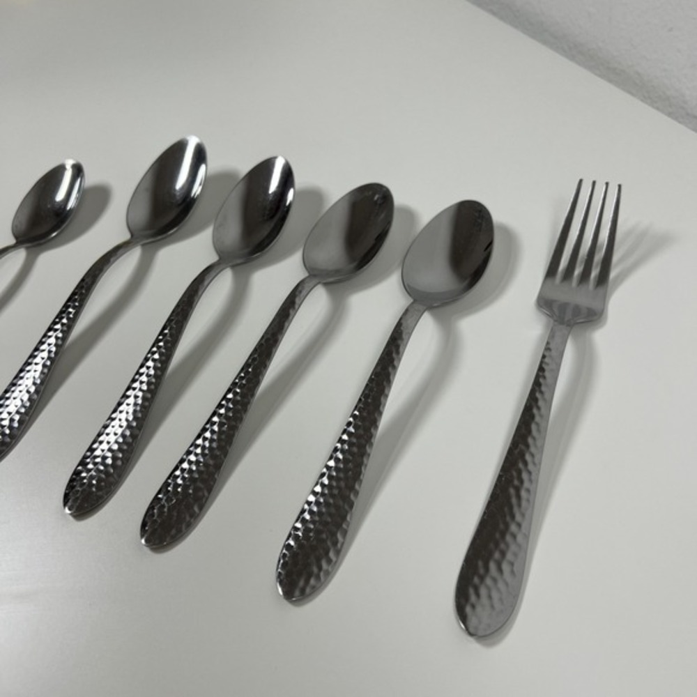 CORELLE COORDINATES  Lot of 6 Pieces HAMMERED 18/0 Stainless Flatware‎ MCM